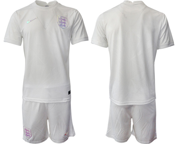 Men's England Blank White Home Soccer Jersey Suit